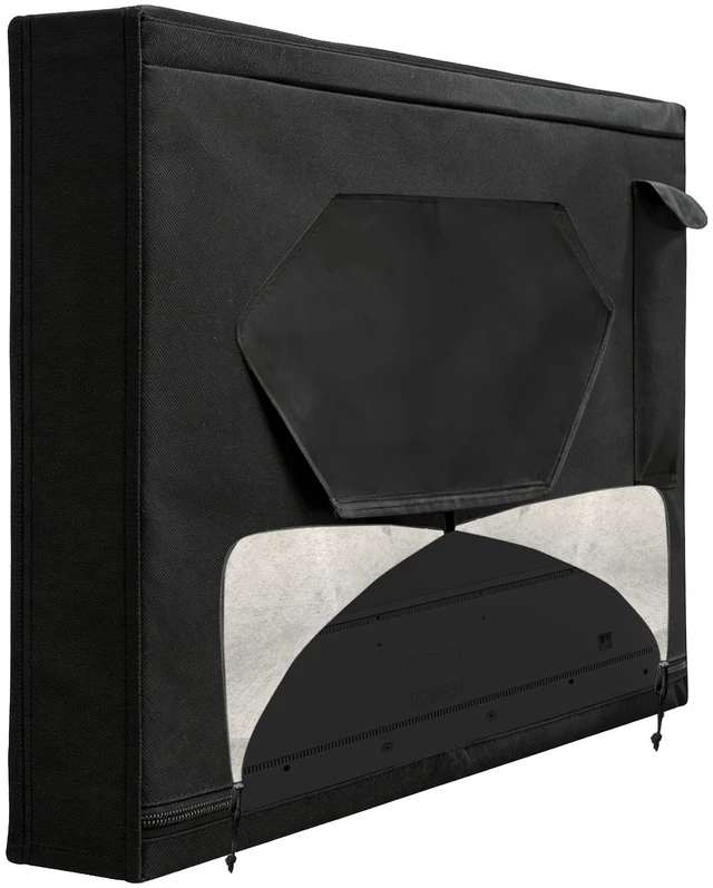 Alt view image 7 of 7 - Outdoor TV Cover 86-90 inch with Zipper,Weatherproof Cover Size 82" W x 50" H Waterproof for Outside Flat Screen TVs, Soft Non Scratch Interior,600D Thick Fabric Protector-Black