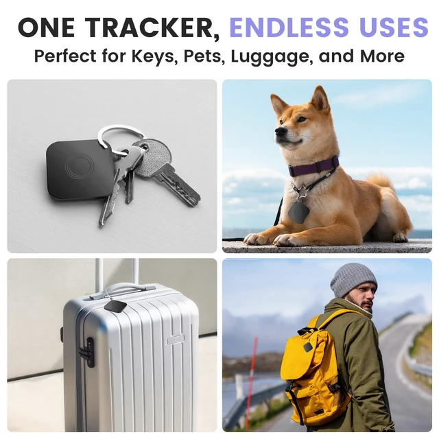 Alt view image 7 of 7 - 4 Pack Air Tracker Tag, Smart Bluetooth Luggage Tracker Compatible with Apple Find My APP(iOS Only), Anti-Lost Item Locator for Keys Wallet Pets and Luggage, Waterproof with Replaceable Batter