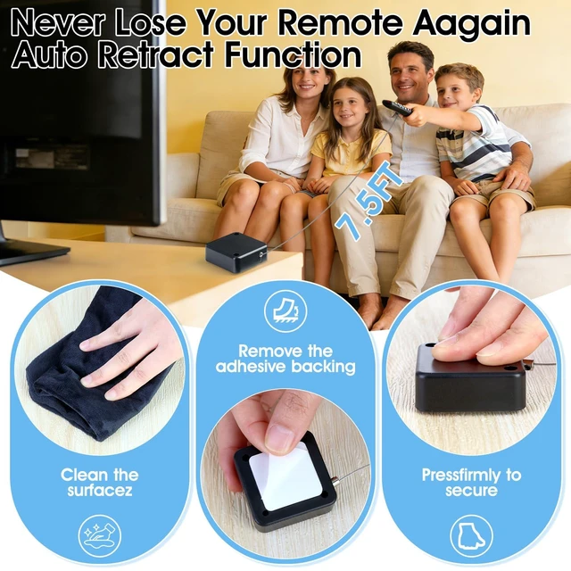 Alt view image 3 of 7 - 5 PCS TV Remote Leash with Cable Lock 7.5ft/2.3m Retractable Remote Control Tether TV Remote Leash with Cable Lock Remote Rescue for for Home Showroom Hotel Never Lose Your Remote Again