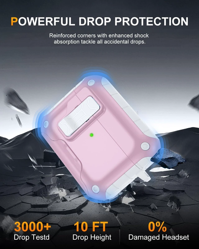 Alt view image 6 of 7 - for AirPods Pro 3 Case Cover with Secure Lock & Phone Stand Compatible with MagSafe,Cleaner Kit & Keychain Included,Full Protection for Apple AirPods Pro 3rd Generation,White Pink