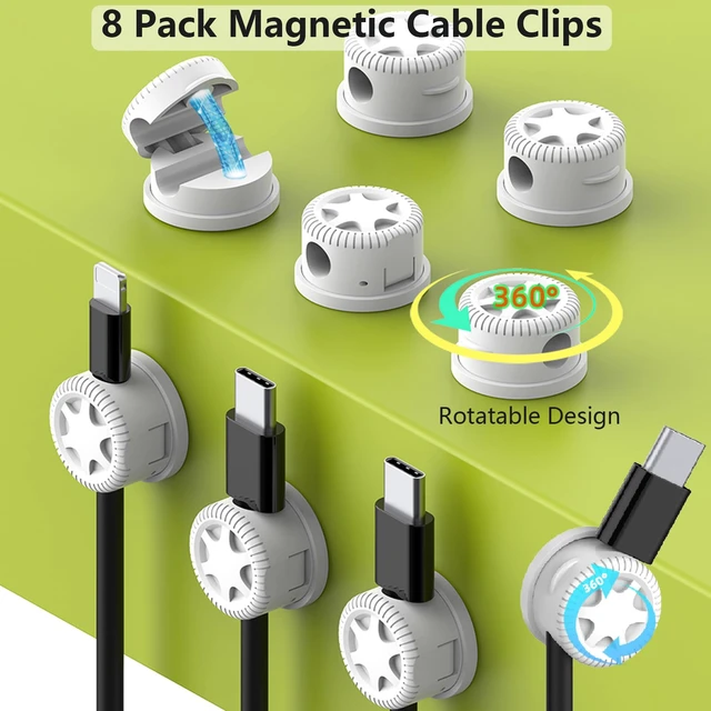 Alt view image 2 of 7 - 328Pcs White Cable Management Kit, 8 Magnetic Cable Clips 69Adhesive Cable Holder,4 Cable Sleeve Split,22Reusable Cable Strap,200 Nylon Cable Zip Ties,25 Zip Tie Mounts, TV Home
