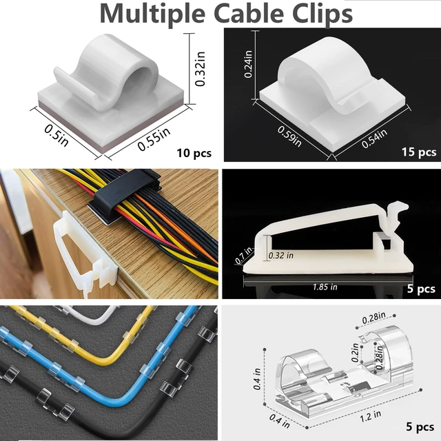Alt view image 4 of 7 - 328Pcs White Cable Management Kit, 8 Magnetic Cable Clips 69Adhesive Cable Holder,4 Cable Sleeve Split,22Reusable Cable Strap,200 Nylon Cable Zip Ties,25 Zip Tie Mounts, TV Home