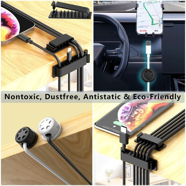 Alt view image 5 of 7 - 328Pcs White Cable Management Kit, 8 Magnetic Cable Clips 69Adhesive Cable Holder,4 Cable Sleeve Split,22Reusable Cable Strap,200 Nylon Cable Zip Ties,25 Zip Tie Mounts, TV Home
