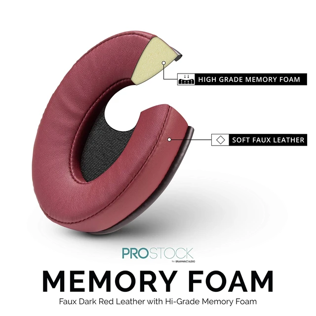 Alt view image 6 of 7 - ProStock ATH M50X Upgraded Earpads, Improves Comfort & Style Without Changing The Sound - Ear Pad Designed for ATH-M50X M50BTX M20X M30X M40X Headphones, Vegan Leather (Dark Red)