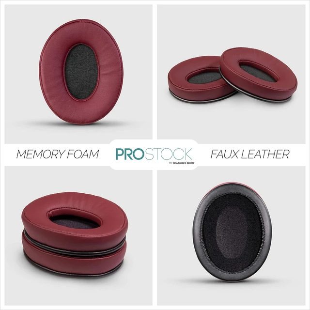 Alt view image 7 of 7 - ProStock ATH M50X Upgraded Earpads, Improves Comfort & Style Without Changing The Sound - Ear Pad Designed for ATH-M50X M50BTX M20X M30X M40X Headphones, Vegan Leather (Dark Red)