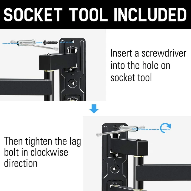 Alt view image 5 of 7 - Full Motion TV Wall Mount - 26 to 55 Inch, Swivel & Extend 16.7 Inch, VESA 400x400mm, 77LBS