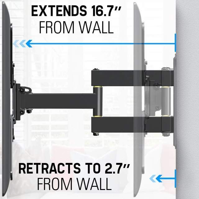 Alt view image 4 of 7 - Full Motion TV Wall Mount - 26 to 55 Inch, Swivel & Extend 16.7 Inch, VESA 400x400mm, 77LBS