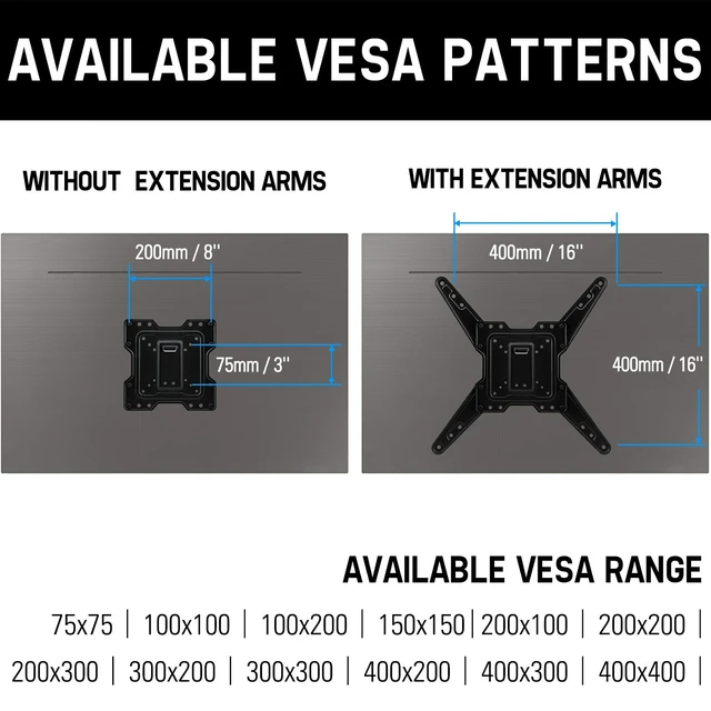 Alt view image 6 of 7 - Full Motion TV Wall Mount - 26 to 55 Inch, Swivel & Extend 16.7 Inch, VESA 400x400mm, 77LBS