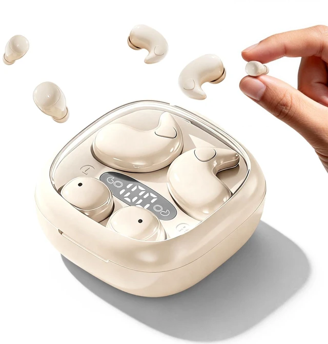 Main image of Flat Sleep Mini Invisible Earbuds Wireless Bluetooth, Side Sleepers Flat Sleeping Small Tiny Micro Ear Buds Small Ears Low Profile Smallest Discreet Hidden Earbuds Headphones for Work 2-Pack