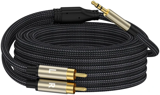 Main image of 10FT RCA/Aux Audio Adapter, HiFi Sound, Metal Shell, Y Splitter, for Phone, Speaker, MP3, Tablet, HDTV