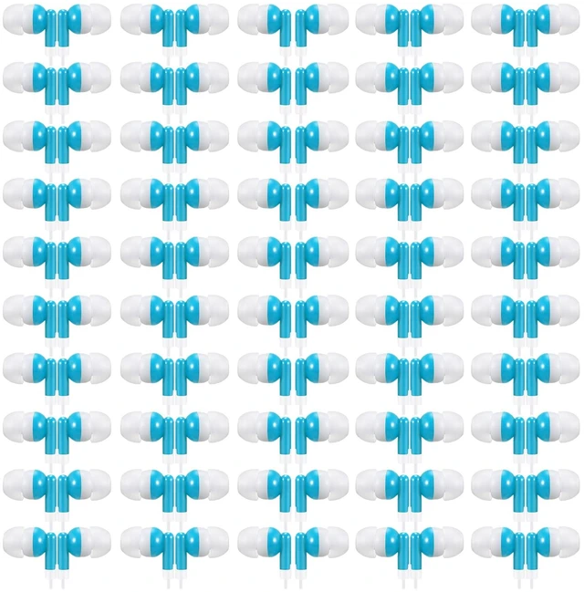 Main image of 50 Pack Earbuds Wired Bulk for Classroom 3.5mm Jack, Sky Blue Earphone Earbuds with Wire Bulk Individually Bagged Wired in Ear Buds Back to School Supplies for Students Testing Office