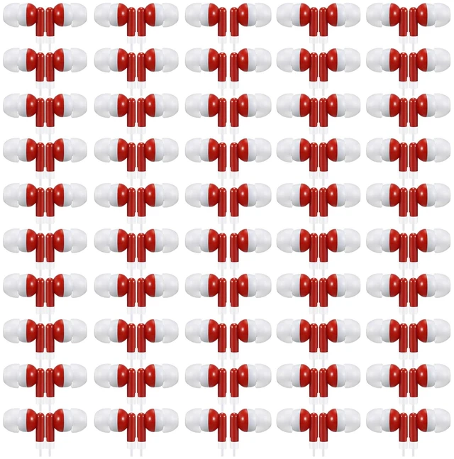 Main image of 50 Pack Earbuds Wired Bulk for Classroom 3.5mm Jack, Red Earphone Earbuds with Wire Bulk Individually Bagged Wired in Ear Buds Back to School Supplies for Students Testing Office