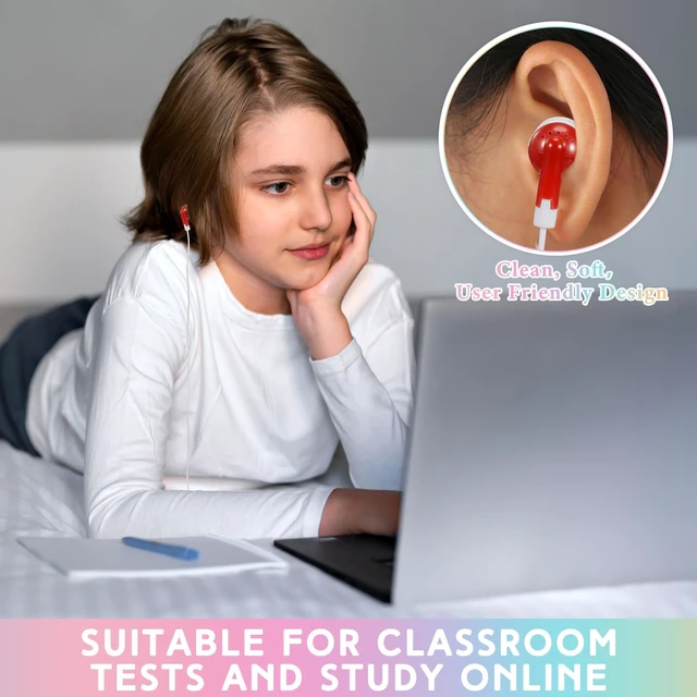 Alt view image 4 of 6 - 50 Pack Earbuds Wired Bulk for Classroom 3.5mm Jack, Red Earphone Earbuds with Wire Bulk Individually Bagged Wired in Ear Buds Back to School Supplies for Students Testing Office