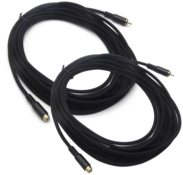 Main image of RCA Extension Audio Cable Male to Famale, RCA Stereo Audio Cable Hi-Fi Sound Gold Plated Copper Shell Nylon-Braided(20 Feet / 2 Pack)