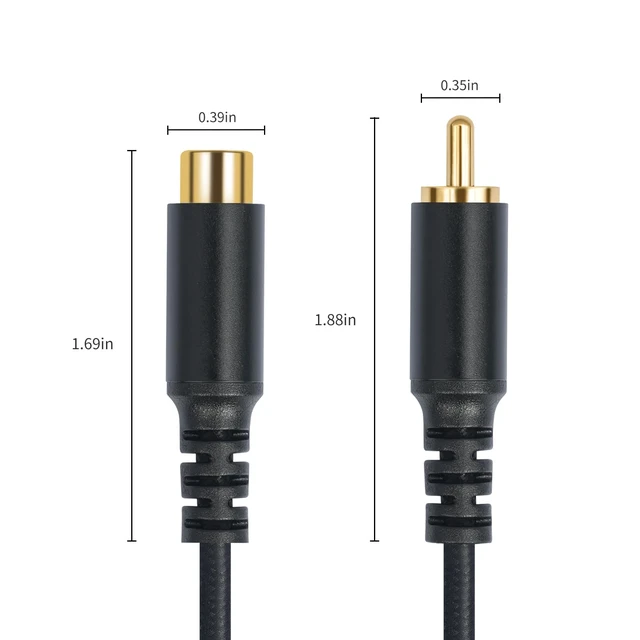 Alt view image 3 of 7 - RCA Extension Audio Cable Male to Famale, RCA Stereo Audio Cable Hi-Fi Sound Gold Plated Copper Shell Nylon-Braided(20 Feet / 2 Pack)