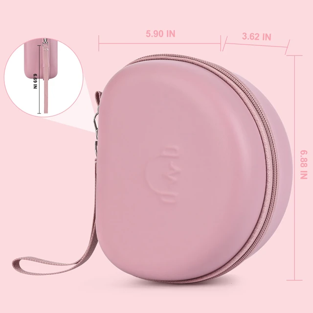 Alt view image 3 of 7 - Hard Headphone Case for JLab JBuds Lux ANC/Raycon The Everyday, Pink Foldable Over-Ear Headphones Travel Carrying Case, Mesh Pocket, Hard Eva Shell
