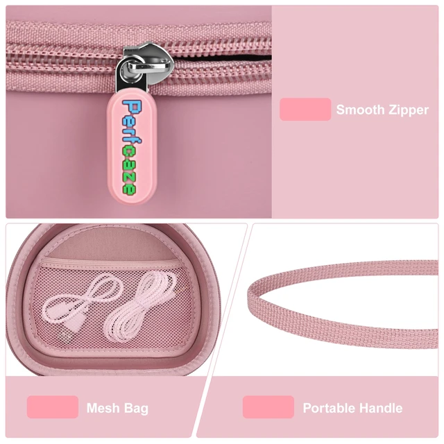 Alt view image 5 of 7 - Hard Headphone Case for JLab JBuds Lux ANC/Raycon The Everyday, Pink Foldable Over-Ear Headphones Travel Carrying Case, Mesh Pocket, Hard Eva Shell