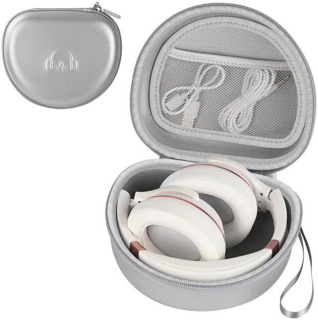 Main image of Hard Headphone Case for JLab JBuds Lux ANC/Raycon The Everyday, Sliver Foldable Over-Ear Headphones Travel Carrying Case,Mesh Pocket,Hard Eva Shell