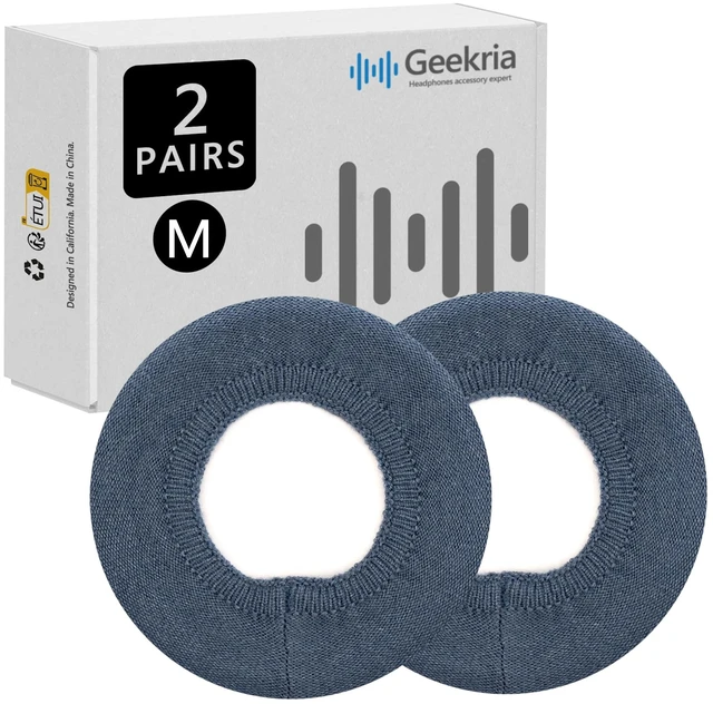 Main image of Knit Headphone Earcup Covers, 2 Pairs, Blue, 8-11 cm Earpads SGS Safety Certified, Skin-Friendly Non-Toxic Knit, Washable, Guards Against Sweat, Moisture And Dust, Easy On/Off