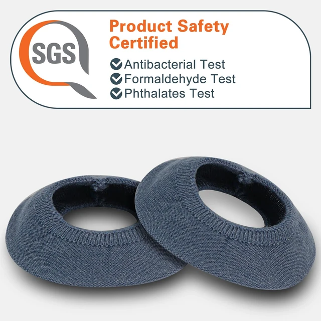 Alt view image 2 of 6 - Knit Headphone Earcup Covers, 2 Pairs, Blue, 8-11 cm Earpads SGS Safety Certified, Skin-Friendly Non-Toxic Knit, Washable, Guards Against Sweat, Moisture And Dust, Easy On/Off