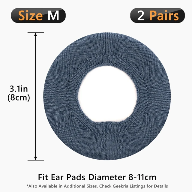 Alt view image 6 of 6 - Knit Headphone Earcup Covers, 2 Pairs, Blue, 8-11 cm Earpads SGS Safety Certified, Skin-Friendly Non-Toxic Knit, Washable, Guards Against Sweat, Moisture And Dust, Easy On/Off