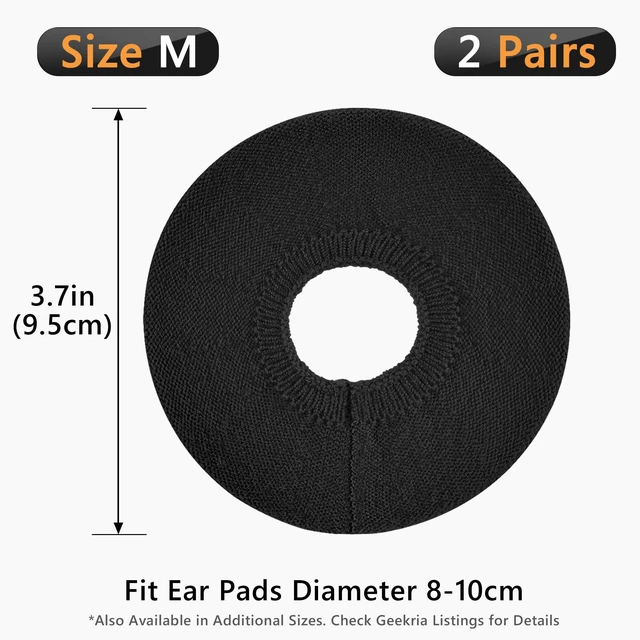 Alt view image 6 of 7 - 2 Pairs Stretch Knit Over-Ear Earcup Covers, Black, Fits 8-10 cm Machine Washable, Cable Hole, Protects Ear Pads From Sweat And Oils, SGS Certified, 2 Pairs Included, May Cover Controls