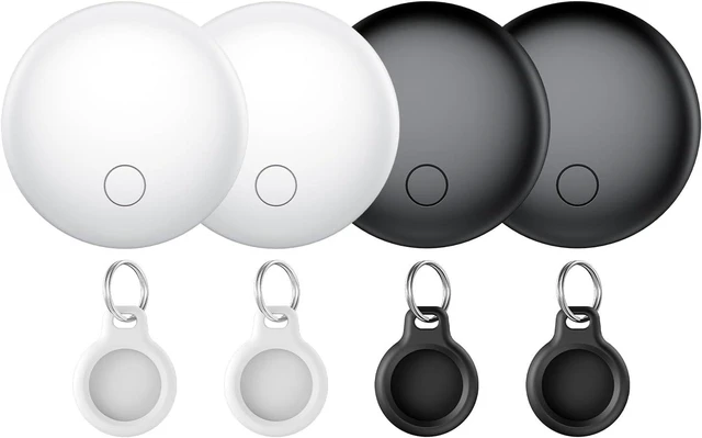Main image of Air Tracker Tags 4-Pack, Item Finders Work for Apple Find My APP(iOS Only) Tracker Tags for Keys, Luggage, Backpack etc,Replaceable Battery Last 1 Year, IP67 Waterproof Round Tag with Holder Keychain