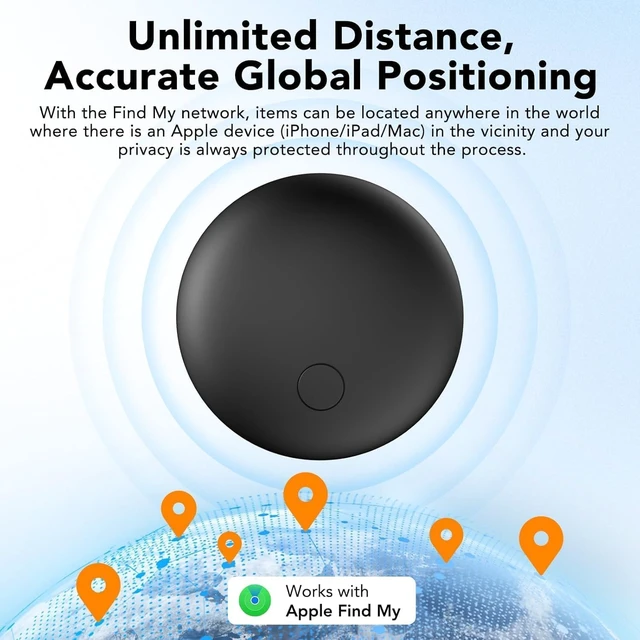 Alt view image 5 of 7 - Air Tracker Tags 4-Pack, Item Finders Work for Apple Find My APP(iOS Only) Tracker Tags for Keys, Luggage, Backpack etc,Replaceable Battery Last 1 Year, IP67 Waterproof Round Tag with Holder Keychain