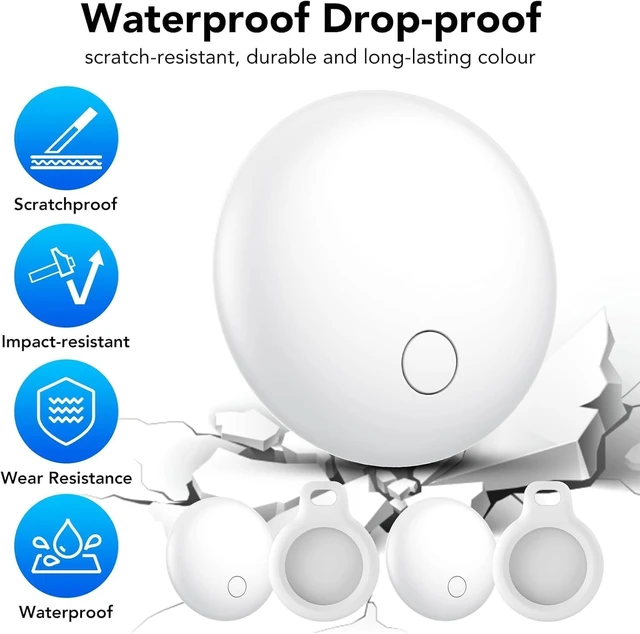 Alt view image 7 of 7 - Air Tracker Tags 4-Pack, Item Finders Work for Apple Find My APP(iOS Only) Tracker Tags for Keys, Luggage, Backpack etc,Replaceable Battery Last 1 Year, IP67 Waterproof Round Tag with Holder Keychain