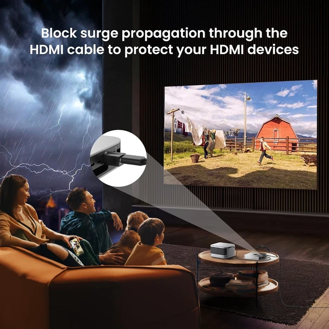 Alt view image 2 of 6 - HDMI Surge Protector, ESD and Surge Protection Adapter, 4K@60Hz HDMI 2.0 Mini Portable HDMI Protector Supports HDCP 2.2 for TV, PS5, Xbox, Monitor and Home Theater Devices5 Pack