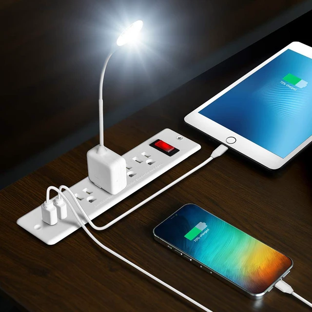 Alt view image 4 of 4 - Mountable Power Strip Recessed Power Strip with USB 4 Outlet 2 USB Multiple Protection Built in Conference Desk Counter Workbench for PC Home Electric Appliance ETL Listed(White)