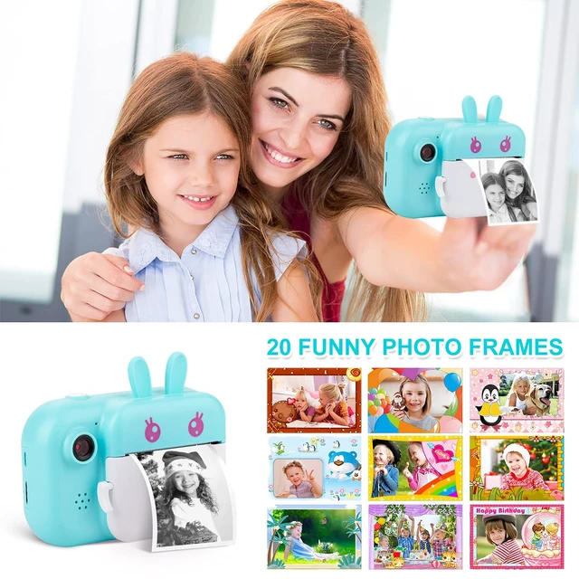 Alt view image 3 of 7 - Instant Print Camera for Kids, Dual-Lens 40MP Kids Digital Video Camera Christmas Birthday Gifts, 1080P Portable Toddler Camera for Girls Boys Age 3-12, 2.4" Selfie Camera Toys with 32GB Card, Blue