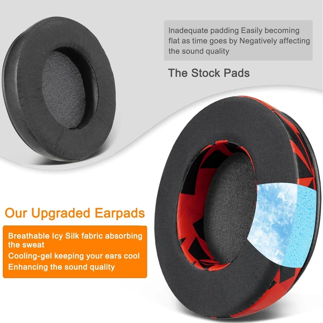 Alt view image 6 of 7 - Cooling Earpads for Razer Kraken 2019/Nari - Red Storm for Kraken(2019/X/V3 X/Tournament/Ultimate/Kitty), Nari(2018/Essential/Ultimate) Headphones
