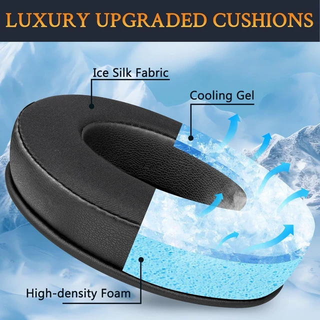 Alt view image 3 of 7 - Cooling Earpads for Razer Kraken 2019/Nari - Black for Kraken(2019/X/V3 X/Tournament/Ultimate/Kitty), Nari(2018/Essential/Ultimate) Headphones