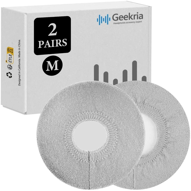 Main image of 2 Pairs Knit Headphones Ear Covers - Product Safety Certified - Washable & Stretchable Sanitary Earcup Protectors for Over-Ear Headsets, Sweat Pads for Gym, Gaming (Size M/Grey)