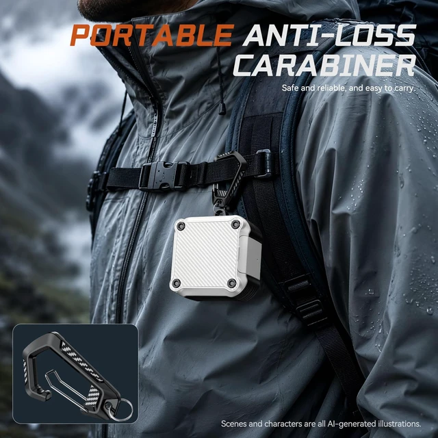 Alt view image 7 of 7 - Lock Case for Samsung Galaxy Buds 4 Pro/Buds 4 Case (2026)(White) Rugged Carbon Fiber Cover with Phone Stand & Cleaning Kit & Carabiner, Compatible with MagSafe