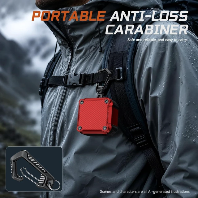 Alt view image 7 of 7 - Lock Case for Samsung Galaxy Buds 4 Pro/Buds 4 Case (2026)(Red) Rugged Carbon Fiber Cover with Phone Stand & Cleaning Kit & Carabiner, Compatible with MagSafe