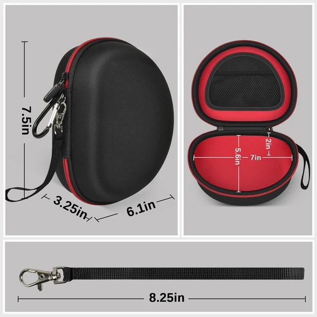 Alt view image 5 of 7 - Hard Headphone Case for Beats Solo 4 3 2 & Studio Pro Extra-Large Protective Shell for Foldable On-Ear Headsets, Storage for Students, Commuters, Home and Travel - Inner Red