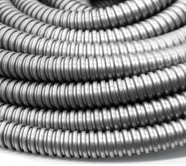 Alt view image 3 of 7 - 3/4 inch x25ft Flexible Electrical Conduit - Galvanized Steel Greenfield Flex Metal Conduit for Exposed Wiring, AC Connections & Industrial Cable Protection