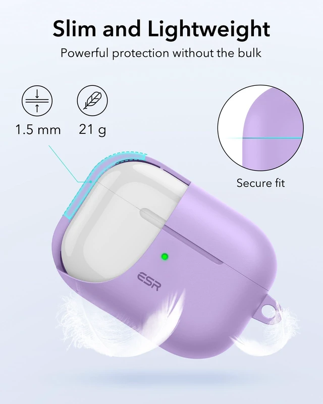 Alt view image 5 of 7 - for AirPods Pro 2 Case, Magnetic Lid, Cloud Series, Purple Compatible with AirPods Pro 2nd/1st Case (2023/2022/2019), (USB-C/Lightning Cable), Full Drop Protection Cover with Carabiner