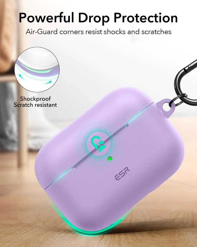 Alt view image 6 of 7 - for AirPods Pro 2 Case, Magnetic Lid, Cloud Series, Purple Compatible with AirPods Pro 2nd/1st Case (2023/2022/2019), (USB-C/Lightning Cable), Full Drop Protection Cover with Carabiner