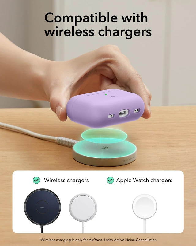 Alt view image 7 of 7 - for AirPods Pro 2 Case, Magnetic Lid, Cloud Series, Purple Compatible with AirPods Pro 2nd/1st Case (2023/2022/2019), (USB-C/Lightning Cable), Full Drop Protection Cover with Carabiner