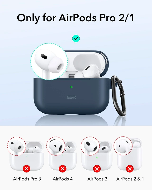 Alt view image 2 of 7 - for AirPods Pro 2 Case, Magnetic Lid, Cloud Series, Blue Compatible with AirPods Pro 2nd/1st Case (2023/2022/2019), (USB-C/Lightning Cable), Full Drop Protection Cover with Carabiner