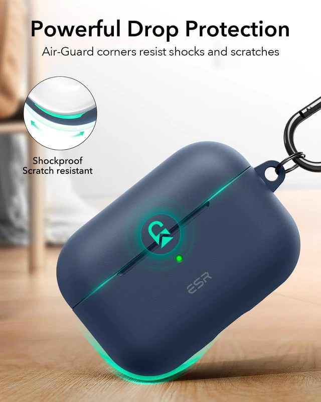 Alt view image 6 of 7 - for AirPods Pro 2 Case, Magnetic Lid, Cloud Series, Blue Compatible with AirPods Pro 2nd/1st Case (2023/2022/2019), (USB-C/Lightning Cable), Full Drop Protection Cover with Carabiner
