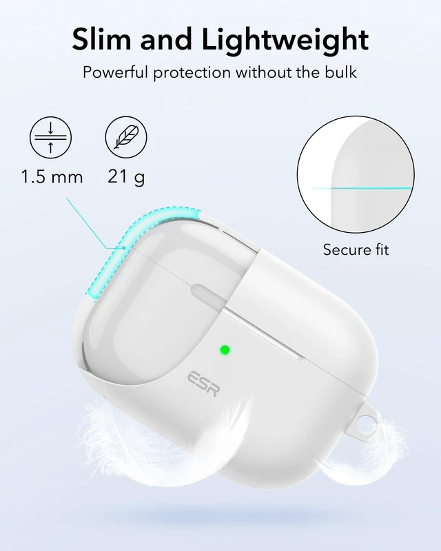 Alt view image 5 of 7 - for AirPods Pro 2 Case, Magnetic Lid, Cloud Series, White Compatible with AirPods Pro 2nd/1st Case (2023/2022/2019), (USB-C/Lightning Cable), Full Drop Protection Cover with Carabiner