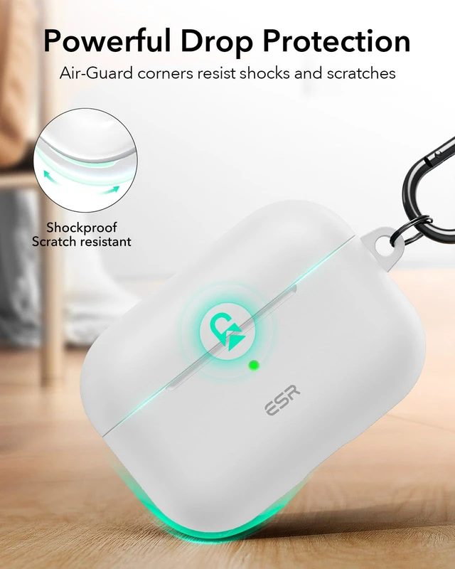 Alt view image 6 of 7 - for AirPods Pro 2 Case, Magnetic Lid, Cloud Series, White Compatible with AirPods Pro 2nd/1st Case (2023/2022/2019), (USB-C/Lightning Cable), Full Drop Protection Cover with Carabiner
