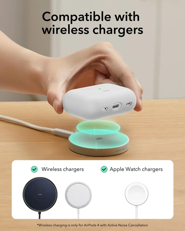 Alt view image 7 of 7 - for AirPods Pro 2 Case, Magnetic Lid, Cloud Series, White Compatible with AirPods Pro 2nd/1st Case (2023/2022/2019), (USB-C/Lightning Cable), Full Drop Protection Cover with Carabiner