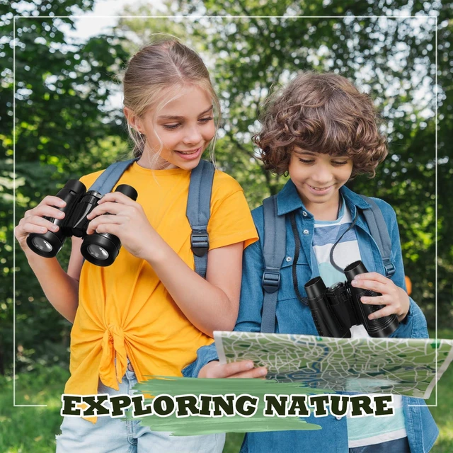 Alt view image 6 of 7 - 24 Pcs Binoculars Bulk Educational Compact Binoculars with Neck String Telescope for Learning Bird Watching Camping Hiking Travel Safaris Birthday Gifts(Black)