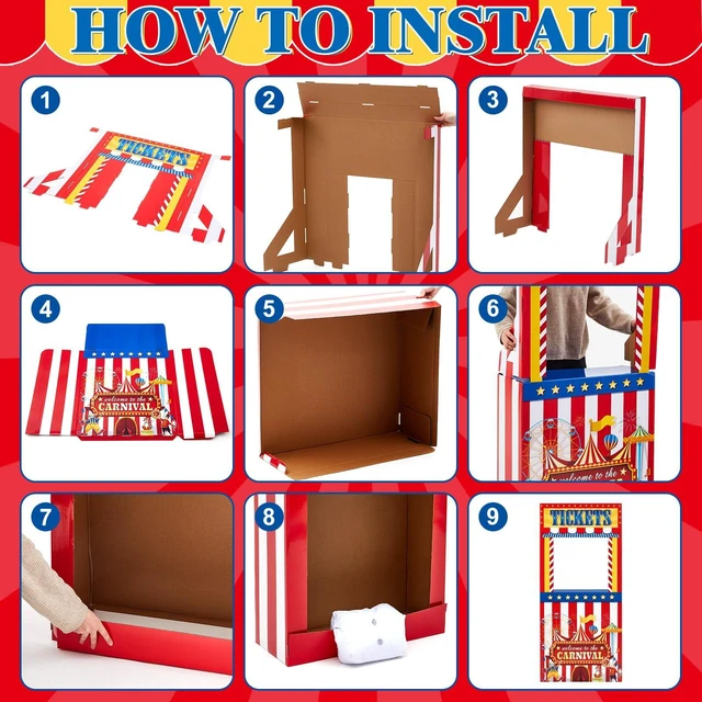Alt view image 3 of 7 - 3D Circus Halloween Ticket Booth Creepy Carnival Decorations Cardboard Circus Ticket Booth Stand with a 7 Liter Water Weight Bag (No Water), Photo Prop Decorative Sign for Party