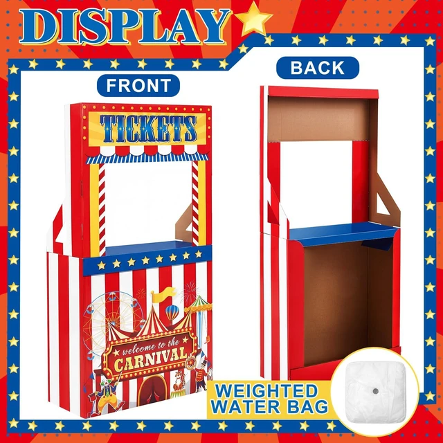 Alt view image 4 of 7 - 3D Circus Halloween Ticket Booth Creepy Carnival Decorations Cardboard Circus Ticket Booth Stand with a 7 Liter Water Weight Bag (No Water), Photo Prop Decorative Sign for Party